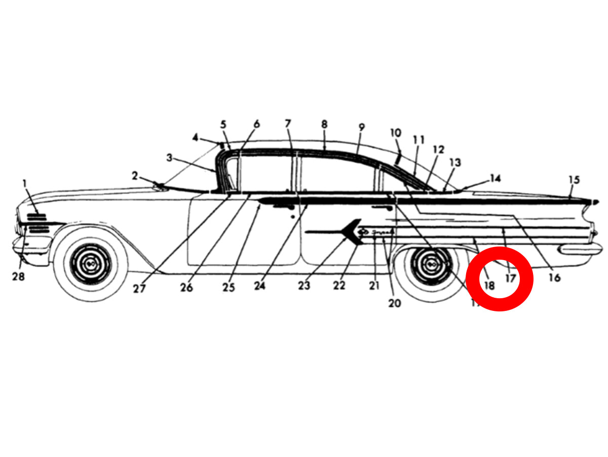 1960 Chevy Impala 4Door Rear Quarter Blister Strip Molding OEM