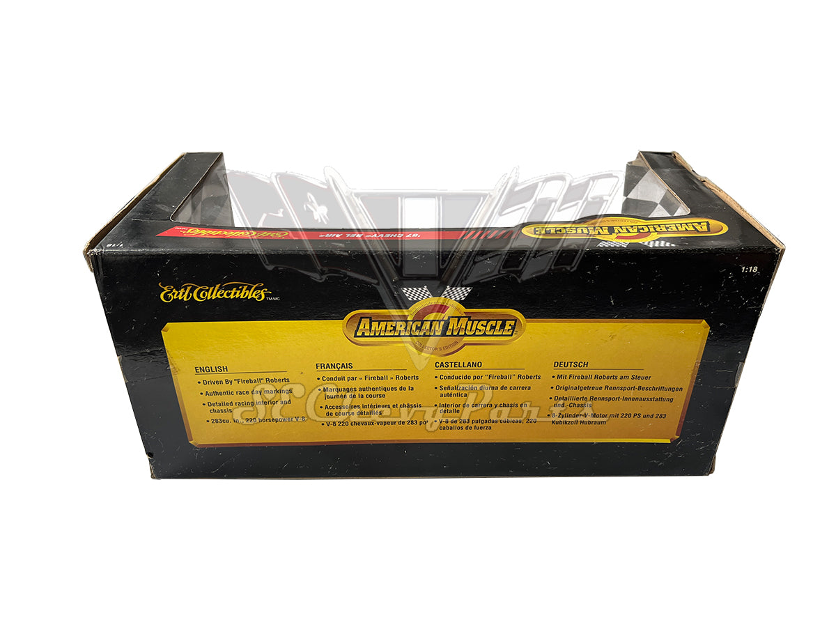 Ertl American Muscle 1957 Chevy Bel Air FIREBALL ROBERTS 22 White 1/18 Diecast