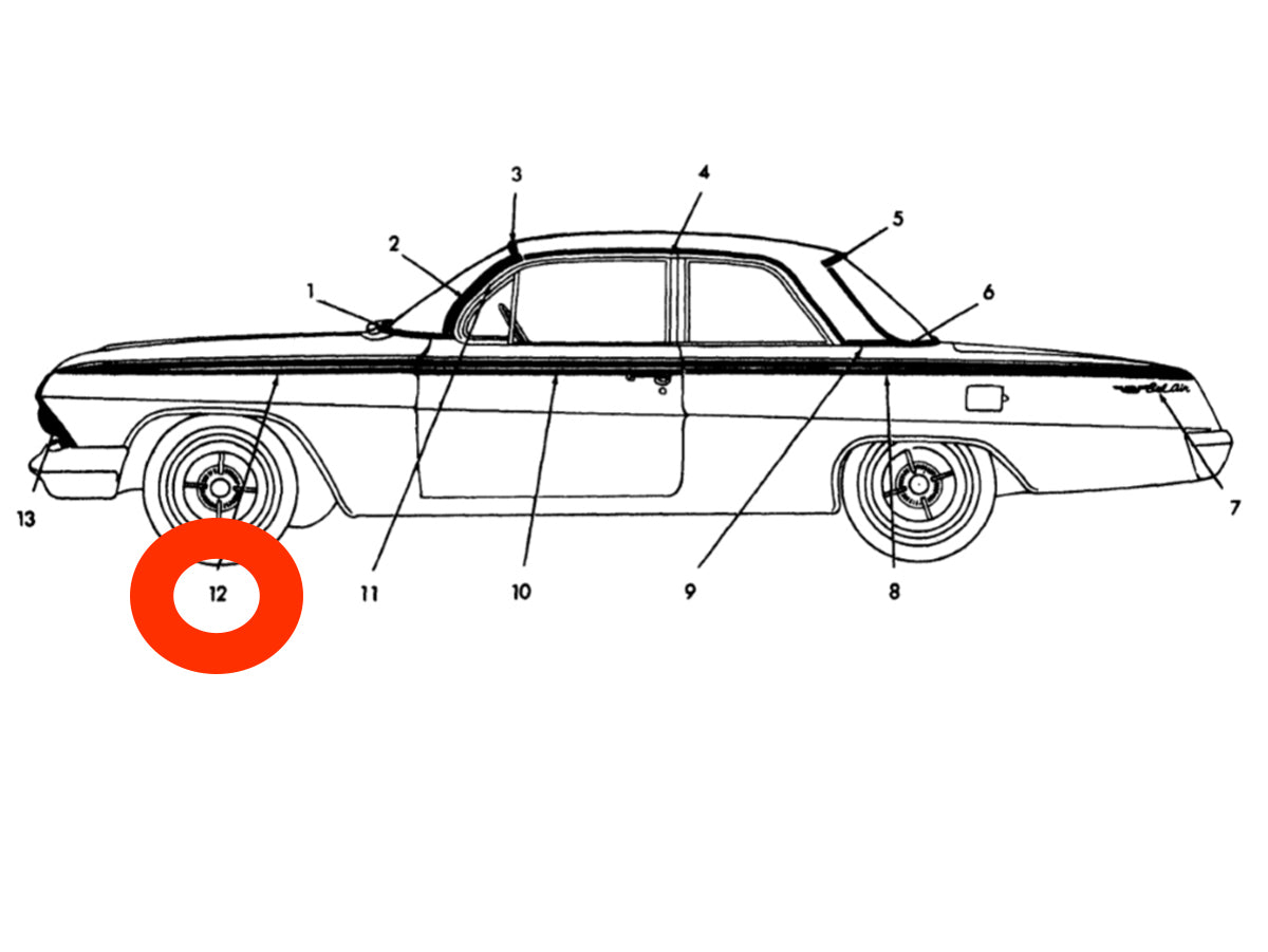 1962 Chevy Bel Air Front Fender Molding LEFT NOS 3815759 Southeast