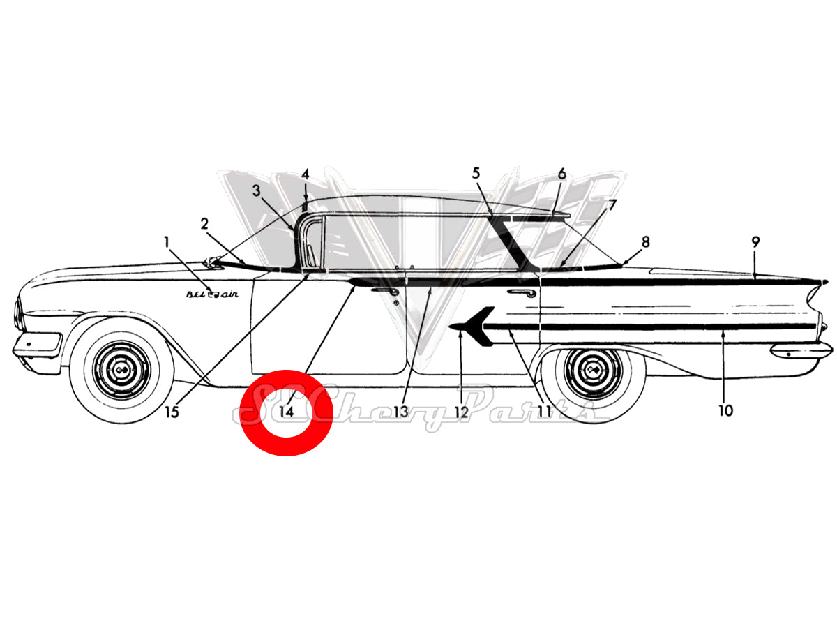 1960 Chevy Impala 4Door Front Door Upper Spear Molding Clips PAIR