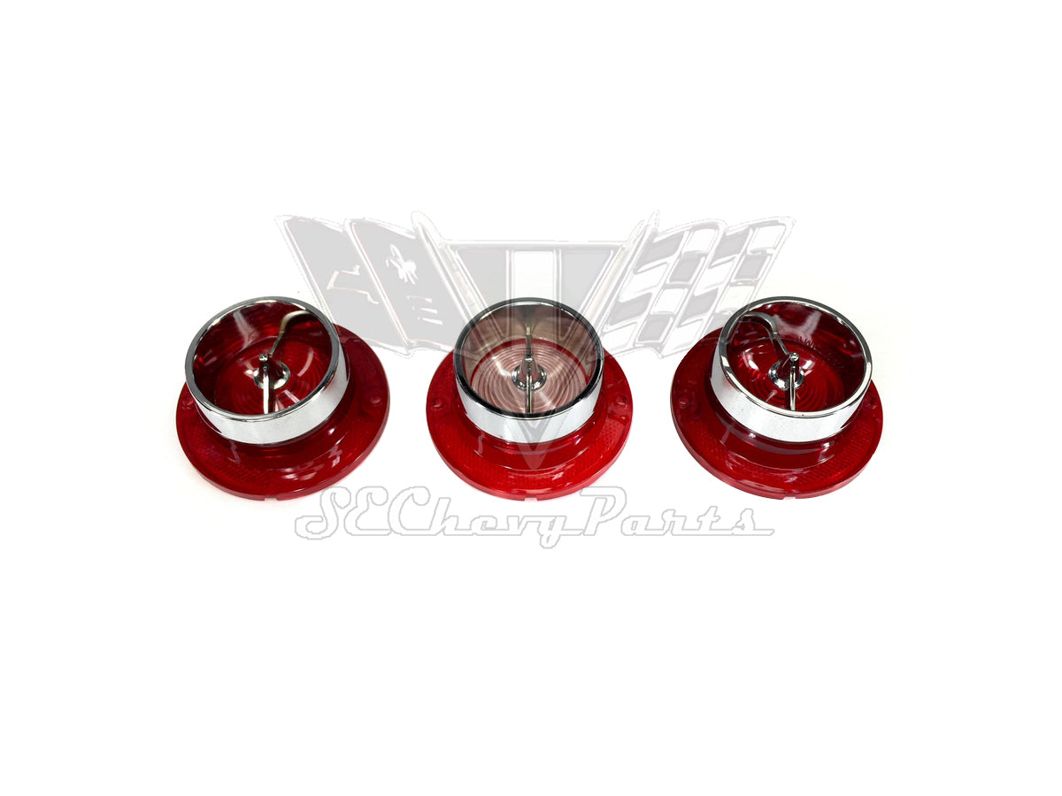 1963 Chevy Impala Taillight Lens and Bezels NOS Set